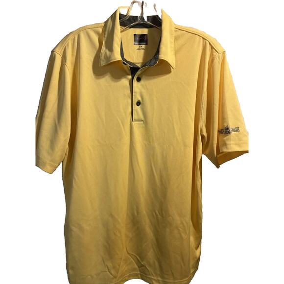 Greg Norman Men’s M Yellow Short Sleeve 1/4 Button Polyester Golf Polo Shirt - Picture 1 of 14